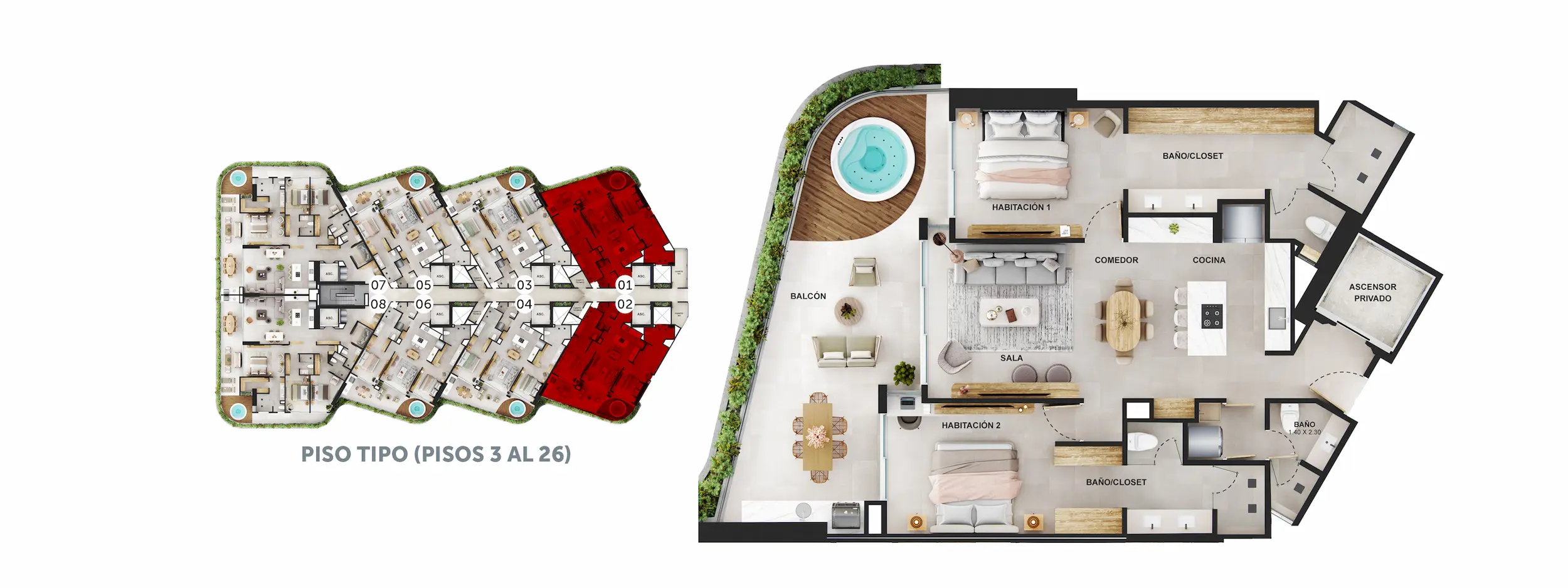 Playa Santúa Torre Mar apartamentos etapa 2 - Apartamento de 147.5 M2
